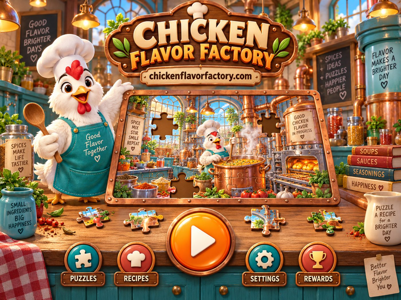 Chicken Flavor Factory: pantalla de inicio del juego